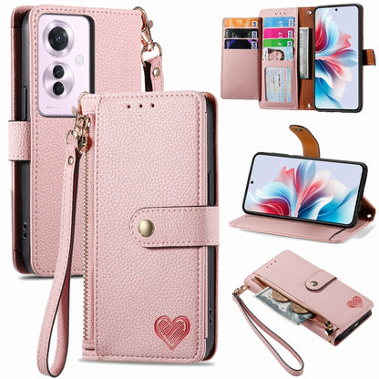 Love Zipper Lanyard Leather Phone Case