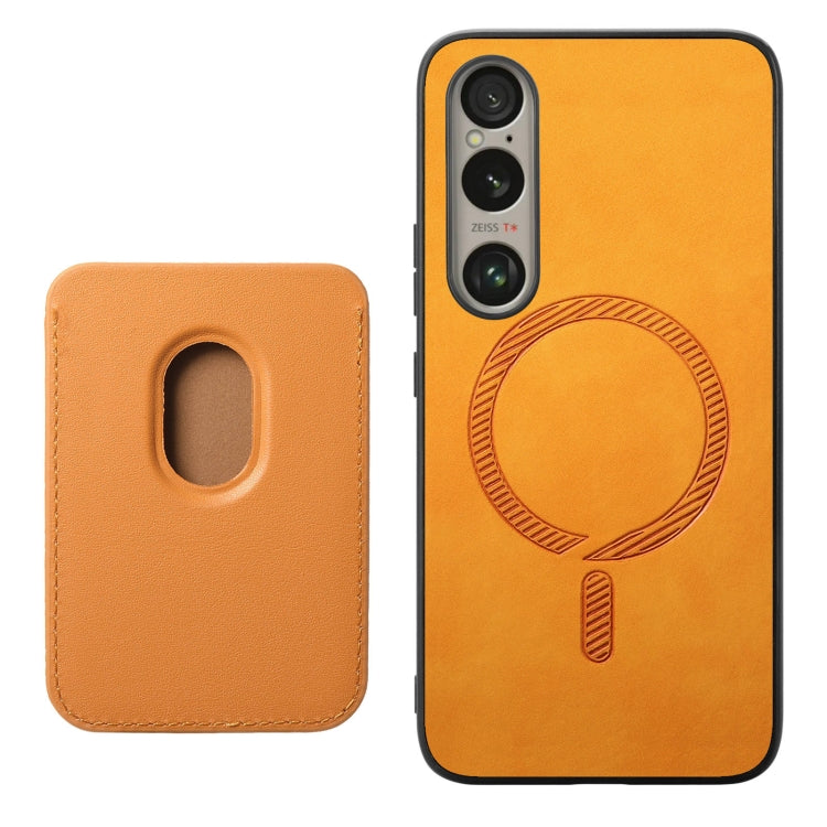 Retro Magsafe Card Bag PU Back Cover Phone Case, For Sony Xperia 1 V, For Sony Xperia 10 V