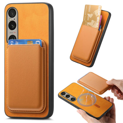 Retro Magsafe Card Bag PU Back Cover Phone Case, For Sony Xperia 10 VI, For Sony Xperia 1 VI, For Sony Xperia 5 V