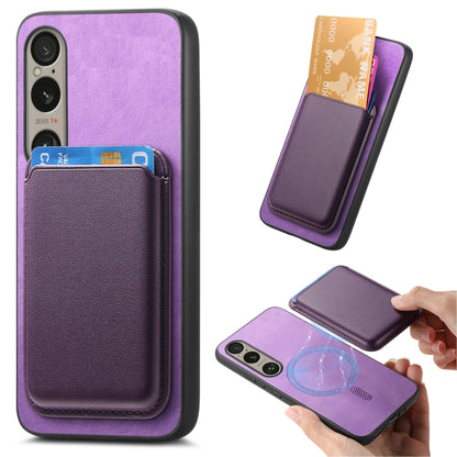 Retro Magsafe Card Bag PU Back Cover Phone Case, For Sony Xperia 10 VI, For Sony Xperia 1 VI, For Sony Xperia 5 V