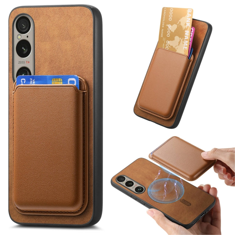 Retro Magsafe Card Bag PU Back Cover Phone Case, For Sony Xperia 10 VI, For Sony Xperia 1 VI, For Sony Xperia 5 V