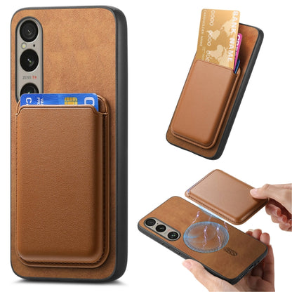 Retro Magsafe Card Bag PU Back Cover Phone Case, For Sony Xperia 10 VI, For Sony Xperia 1 VI, For Sony Xperia 5 V