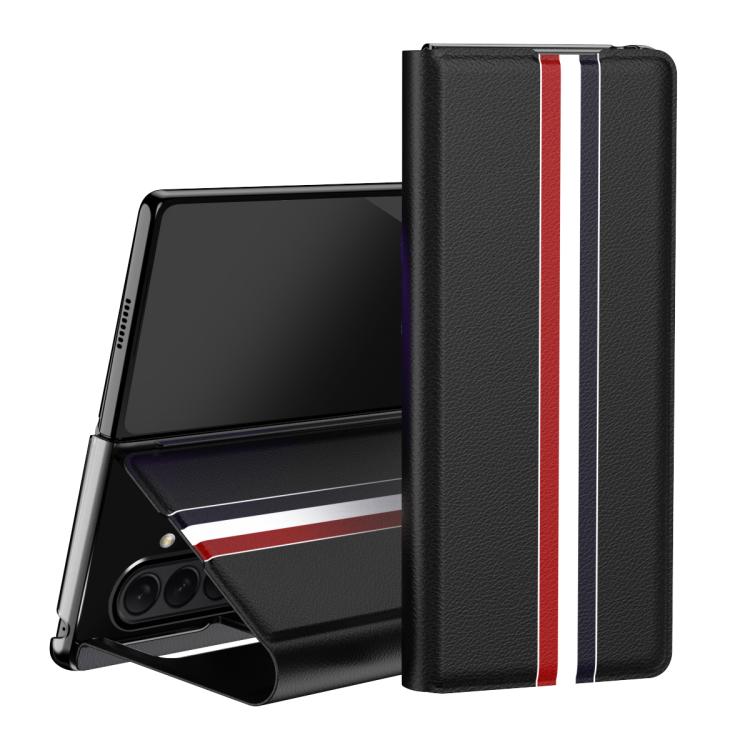 Litchi Texture PU Back Phone Case with Holder, For Samsung Galaxy Z Fold7 5G, For Samsung Galaxy Z Fold6 5G