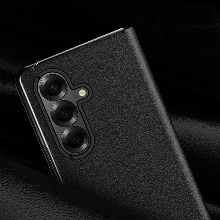 Litchi Texture PU Back Phone Case with Holder, For Samsung Galaxy Z Fold7 5G, For Samsung Galaxy Z Fold6 5G