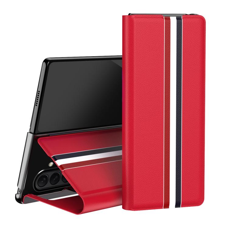 Litchi Texture PU Back Phone Case with Holder, For Samsung Galaxy Z Fold7 5G, For Samsung Galaxy Z Fold6 5G