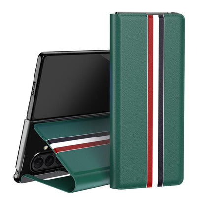 Litchi Texture PU Back Phone Case with Holder, For Samsung Galaxy Z Fold7 5G, For Samsung Galaxy Z Fold6 5G