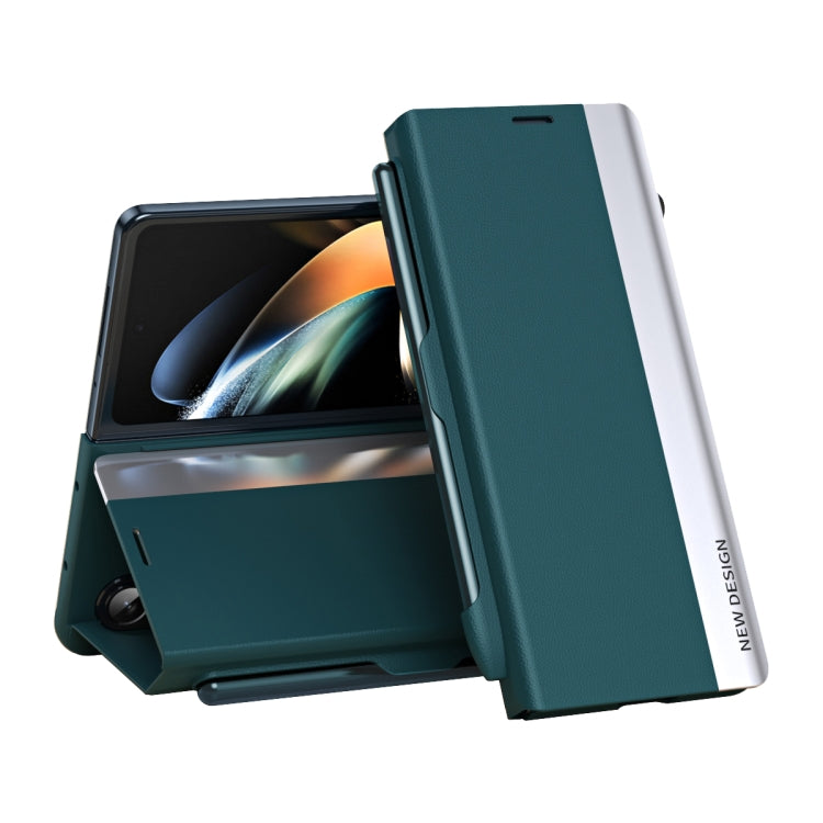 Side Electroplated Adsorption Leather Phone Case with Pen Slot, For Galaxy Z Fold8 5G, For Galaxy Z TriFold, For Galaxy Z Fold7 5G, For Galaxy Z Fold6 5G