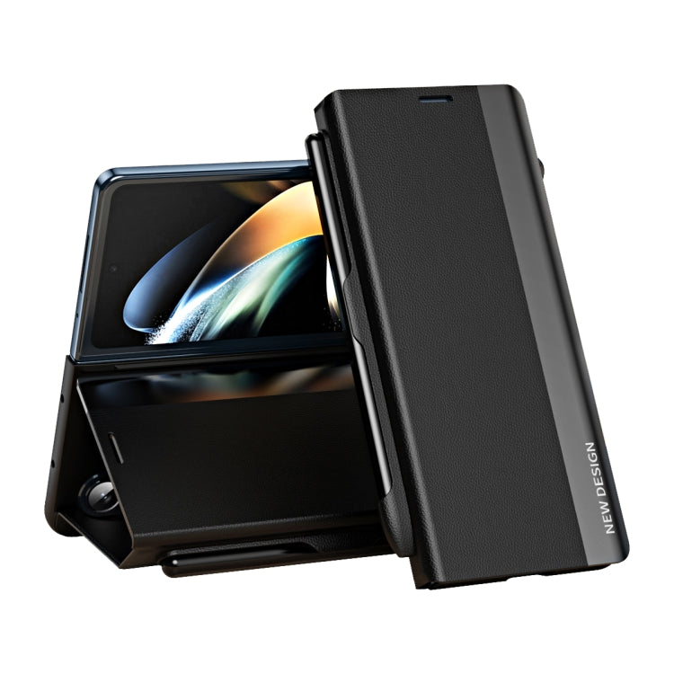 Side Electroplated Adsorption Leather Phone Case with Pen Slot, For Galaxy Z Fold8 5G, For Galaxy Z TriFold, For Galaxy Z Fold7 5G, For Galaxy Z Fold6 5G