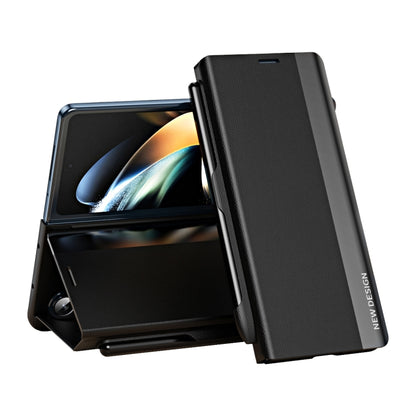 Side Electroplated Adsorption Leather Phone Case with Pen Slot, For Galaxy Z Fold8 5G, For Galaxy Z TriFold, For Galaxy Z Fold7 5G, For Galaxy Z Fold6 5G