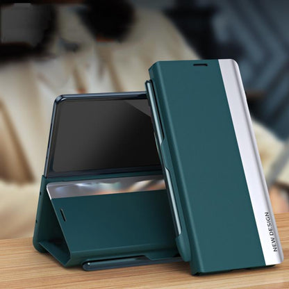 Side Electroplated Adsorption Leather Phone Case with Pen Slot