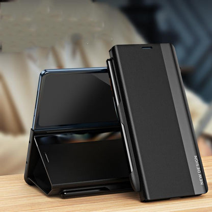 Side Electroplated Adsorption Leather Phone Case with Pen Slot