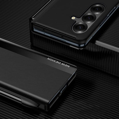 Side Electroplated Adsorption Leather Phone Case with Pen Slot, For Galaxy Z Fold8 5G, For Galaxy Z TriFold, For Galaxy Z Fold7 5G, For Galaxy Z Fold6 5G