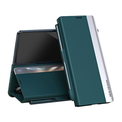 Side Electroplated Adsorption Leather Phone Case with Pen Slot, For Galaxy Z Fold8 5G, For Galaxy Z TriFold, For Galaxy Z Fold7 5G, For Galaxy Z Fold6 5G