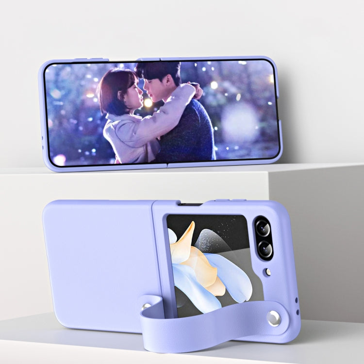 Hand Strap Plain Leather Phone Case, For Samsung Galaxy Z Flip6 / Flip7 FE