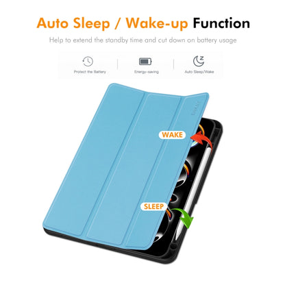 ENKAY Tri-fold Custer Texture TPU Leather Smart Tablet Case with Pen Slot, For iPad Pro 11 2025 / 2024