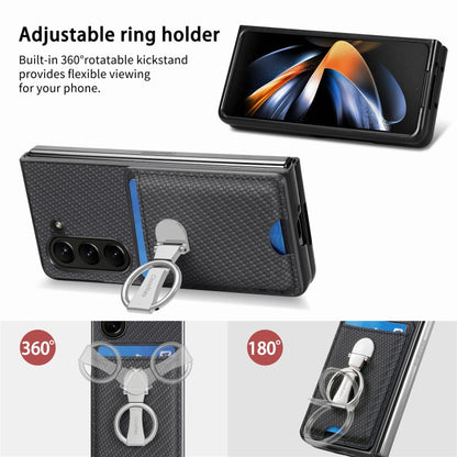 Carbon Fiber Card Wallet Fold Ring Holder Phone Case