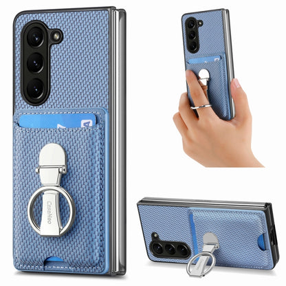 Carbon Fiber Card Wallet Fold Ring Holder Phone Case, For Samsung Galaxy Z Flip6 / Flip7 FE, For Samsung Galaxy Z Fold6 5G