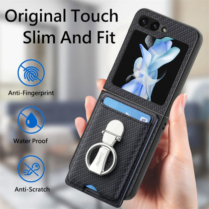 Carbon Fiber Card Wallet Fold Ring Holder Phone Case, For Samsung Galaxy Z Flip6 / Flip7 FE, For Samsung Galaxy Z Fold6 5G