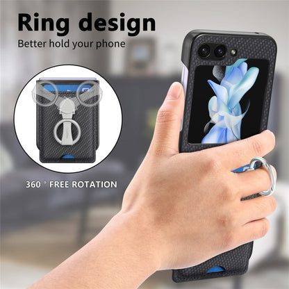 Carbon Fiber Card Wallet Fold Ring Holder Phone Case, For Samsung Galaxy Z Flip6 / Flip7 FE, For Samsung Galaxy Z Fold6 5G