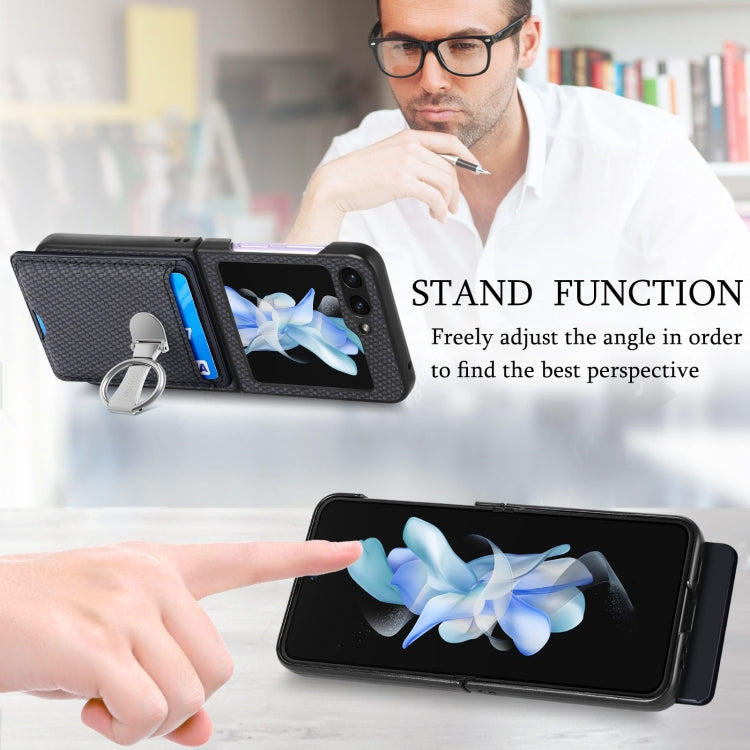 Carbon Fiber Card Wallet Fold Ring Holder Phone Case, For Samsung Galaxy Z Flip6 / Flip7 FE, For Samsung Galaxy Z Fold6 5G