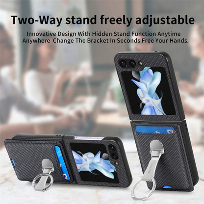 Carbon Fiber Card Wallet Fold Ring Holder Phone Case, For Samsung Galaxy Z Flip6 / Flip7 FE, For Samsung Galaxy Z Fold6 5G