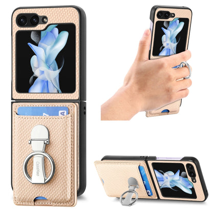 Carbon Fiber Card Wallet Fold Ring Holder Phone Case, For Samsung Galaxy Z Flip6 / Flip7 FE, For Samsung Galaxy Z Fold6 5G