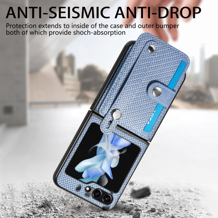 Carbon Fiber Wristband Wallet Back Phone Case, For Samsung Galaxy Z Flip6 / Flip7 FE