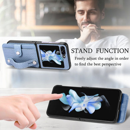 Carbon Fiber Wristband Wallet Back Phone Case, For Samsung Galaxy Z Flip6 / Flip7 FE