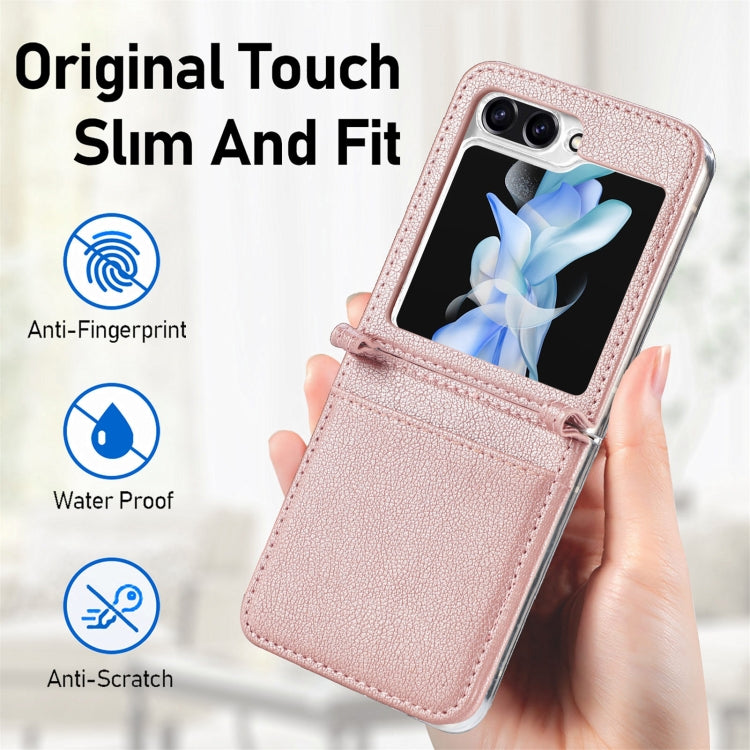 Litchi Texture PU Card Fold Back Phone Case, For Samsung Galaxy Z Flip6 / Flip7 FE