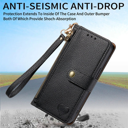 Love Zipper Lanyard Leather Phone Case