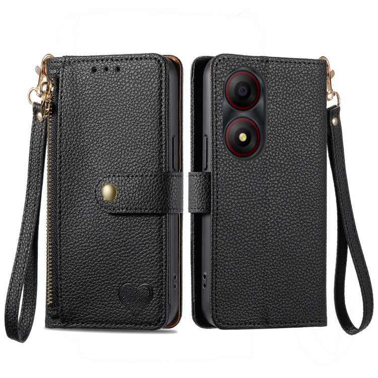 Love Zipper Lanyard Leather Phone Case, For ZTE Blade A35e 4G, For ZTE Nubia S 5G, For ZTE Blade A75 4G, For ZTE Blade A34