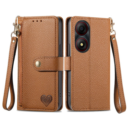 Love Zipper Lanyard Leather Phone Case