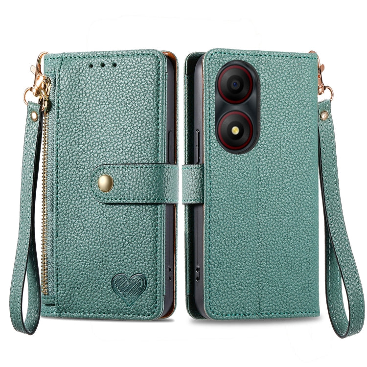 Love Zipper Lanyard Leather Phone Case, For ZTE Blade A35e 4G, For ZTE Nubia S 5G, For ZTE Blade A75 4G, For ZTE Blade A34