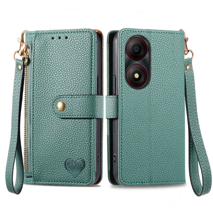 Love Zipper Lanyard Leather Phone Case, For ZTE Blade A35e 4G, For ZTE Nubia S 5G, For ZTE Blade A75 4G, For ZTE Blade A34