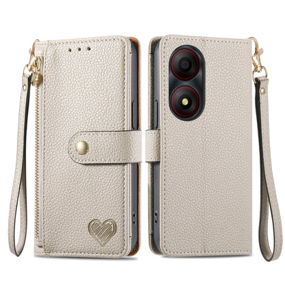 Love Zipper Lanyard Leather Phone Case