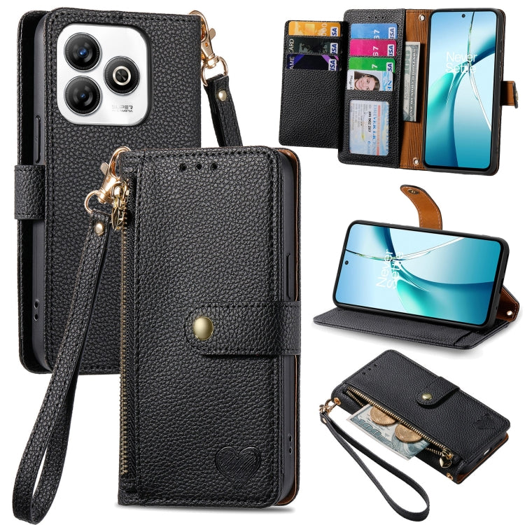 Love Zipper Lanyard Leather Phone Case