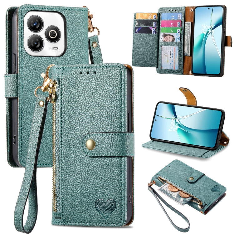 Love Zipper Lanyard Leather Phone Case