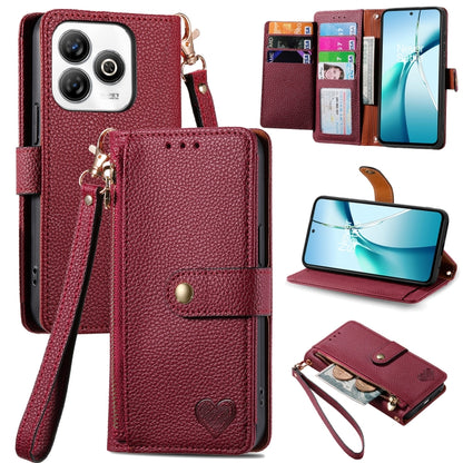 Love Zipper Lanyard Leather Phone Case