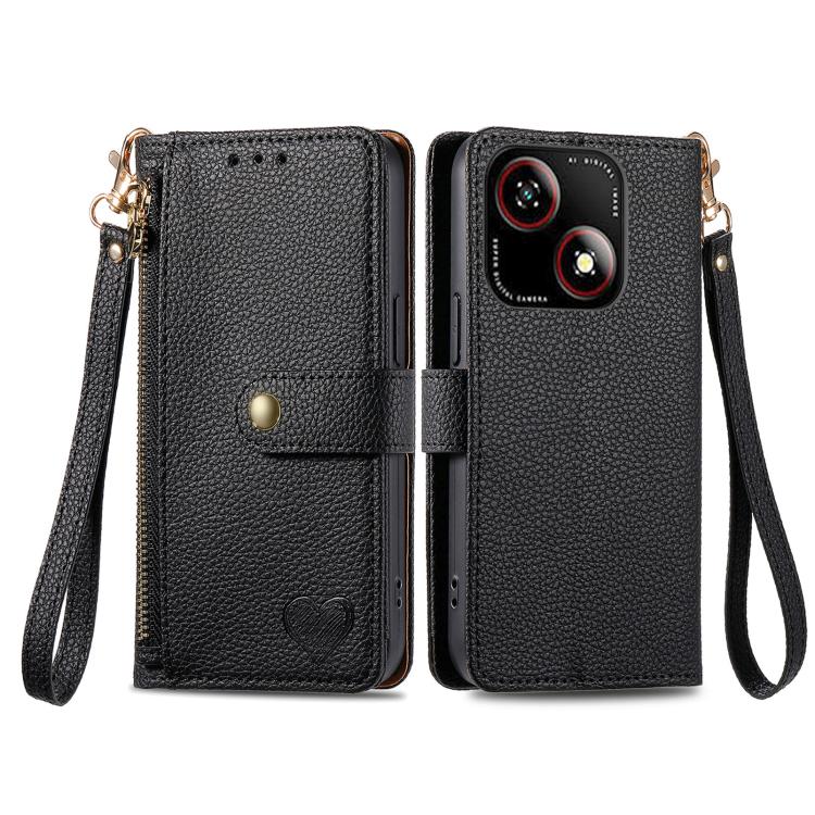 Love Zipper Lanyard Leather Phone Case, For ZTE Blade A35e 4G, For ZTE Nubia S 5G, For ZTE Blade A75 4G, For ZTE Blade A34