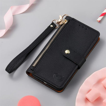 Love Zipper Lanyard Leather Phone Case, For ZTE Blade A35e 4G, For ZTE Nubia S 5G, For ZTE Blade A75 4G, For ZTE Blade A34