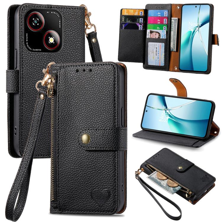 Love Zipper Lanyard Leather Phone Case, For ZTE Blade A35e 4G, For ZTE Nubia S 5G, For ZTE Blade A75 4G, For ZTE Blade A34