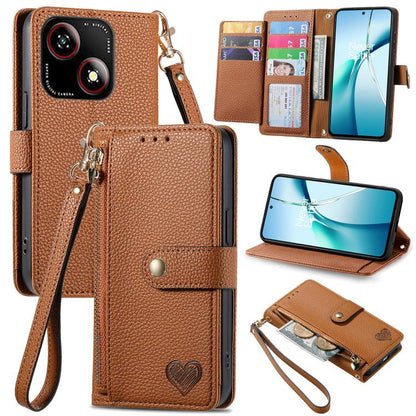 Love Zipper Lanyard Leather Phone Case, For ZTE Blade A35e 4G, For ZTE Nubia S 5G, For ZTE Blade A75 4G, For ZTE Blade A34