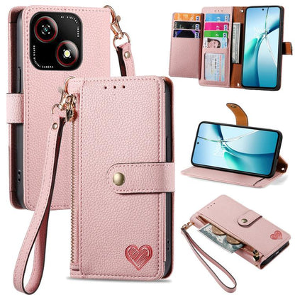 Love Zipper Lanyard Leather Phone Case, For ZTE Blade A35e 4G, For ZTE Nubia S 5G, For ZTE Blade A75 4G, For ZTE Blade A34