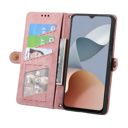 Geometric Zipper Wallet Side Buckle Leather Phone Case