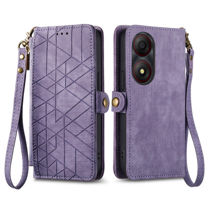 Geometric Zipper Wallet Side Buckle Leather Phone Case