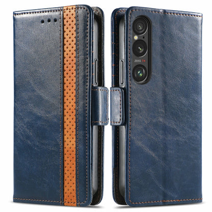 CaseNeo Splicing Dual Magnetic Buckle Leather Phone Case