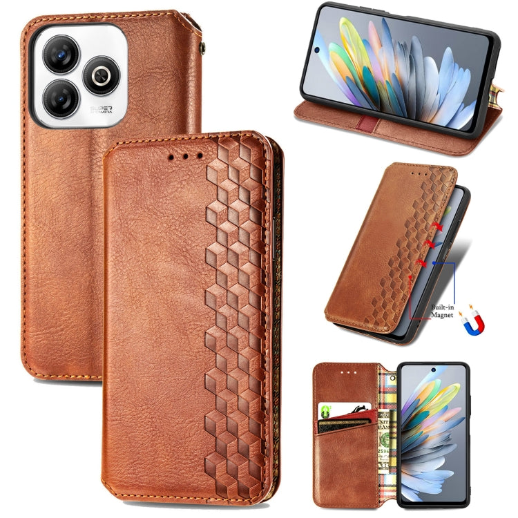 Cubic Grid Pressed Magnetic Leather Phone Case