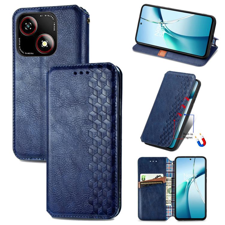 Cubic Grid Pressed Magnetic Leather Phone Case, For ZTE Blade A35e 4G, For ZTE Nubia S 5G, For ZTE Blade A75 4G, For ZTE Blade A34