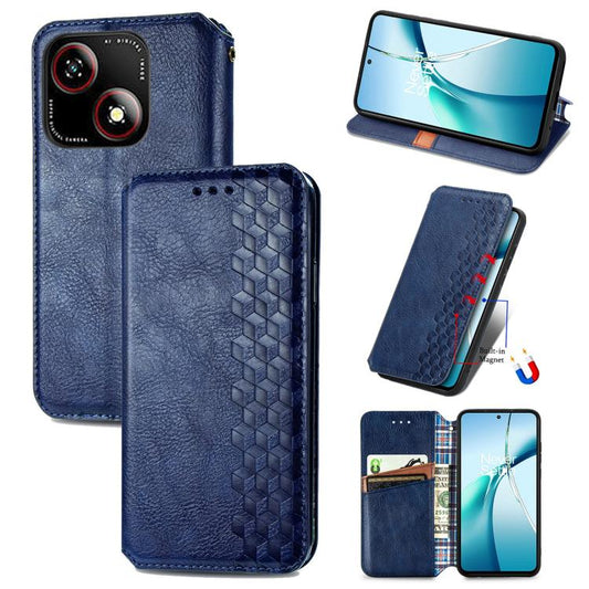 Cubic Grid Pressed Magnetic Leather Phone Case, For ZTE Blade A35e 4G, For ZTE Nubia S 5G, For ZTE Blade A75 4G, For ZTE Blade A34
