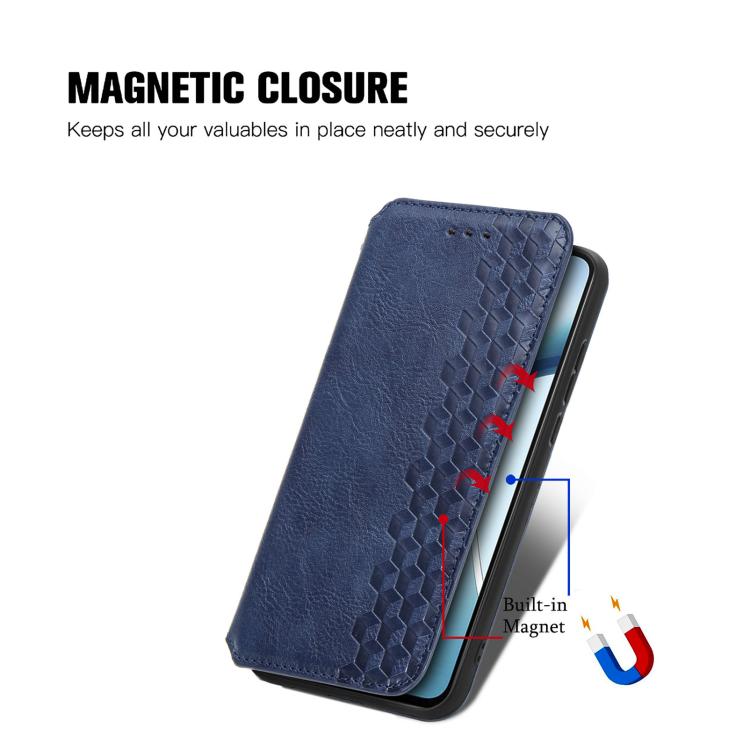 Cubic Grid Pressed Magnetic Leather Phone Case, For ZTE Blade A35e 4G, For ZTE Nubia S 5G, For ZTE Blade A75 4G, For ZTE Blade A34